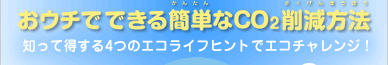 おウチでできる簡単なCO2削減方法　知って得する4つのエコライフヒントでエコチャレンジ！