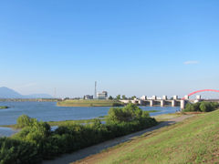 弥彦山からみた大河津分水