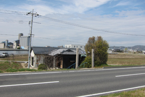 旭川の河川敷を自転車で進む